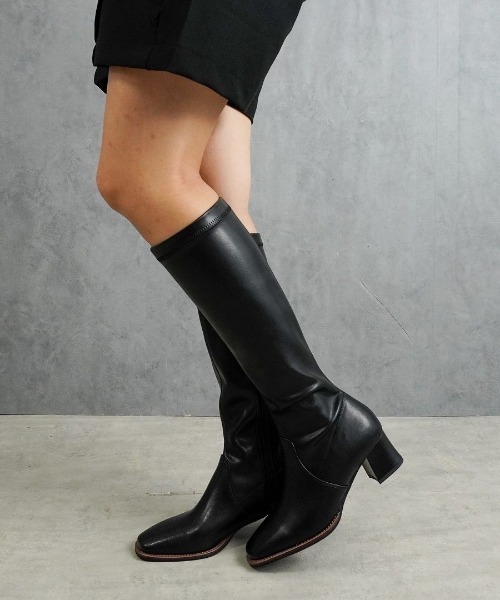 Fabby fabby（ファビィーファビィー）の「スクエアストレッチロングブーツ（ブーツ・レディース・ブラック/ブラウン・SMALL/LARGE/MEDIUM）」の14枚目の写真