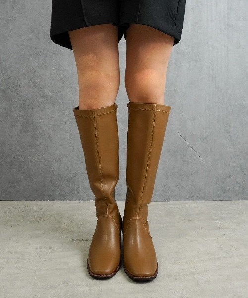 Fabby fabby（ファビィーファビィー）の「スクエアストレッチロングブーツ（ブーツ・レディース・ブラック/ブラウン・SMALL/LARGE/MEDIUM）」の22枚目の写真