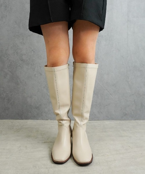 Fabby fabby（ファビィーファビィー）の「スクエアストレッチロングブーツ（ブーツ・レディース・ブラック/ブラウン・SMALL/LARGE/MEDIUM）」の5枚目の写真