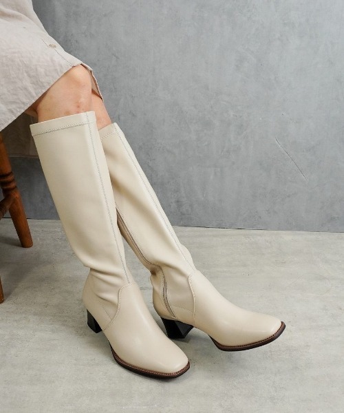 Fabby fabby（ファビィーファビィー）の「スクエアストレッチロングブーツ（ブーツ・レディース・ブラック/ブラウン・SMALL/LARGE/MEDIUM）」の8枚目の写真