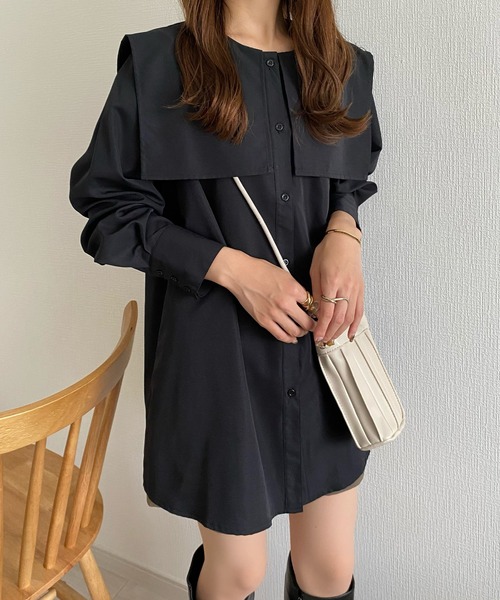 callautia（カラウティア）の「セーラーカラーブラウス（シャツ/ブラウス・レディース・キャメル/アイボリー/ブラック/ベージュ/ホワイト/ライトグレー・SMALL/LARGE/MEDIUM/X-LARGE）」の13枚目の写真