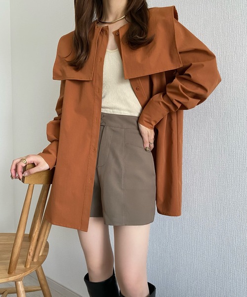 callautia（カラウティア）の「セーラーカラーブラウス（シャツ/ブラウス・レディース・キャメル/アイボリー/ブラック/ベージュ/ホワイト/ライトグレー・SMALL/LARGE/MEDIUM/X-LARGE）」の16枚目の写真