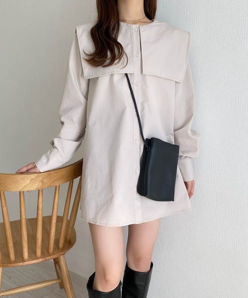 callautia（カラウティア）の「セーラーカラーブラウス（シャツ/ブラウス・レディース・キャメル/アイボリー/ブラック/ベージュ/ホワイト/ライトグレー・SMALL/LARGE/MEDIUM/X-LARGE）」の18枚目の写真