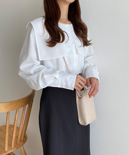 セーラーカラーシャツ　ブラウス　白　ジプソフィア gypsolia好きな方♡ セーラーカラーシャツ ブラウス 白 ジプソフィア gypsolia好きな方