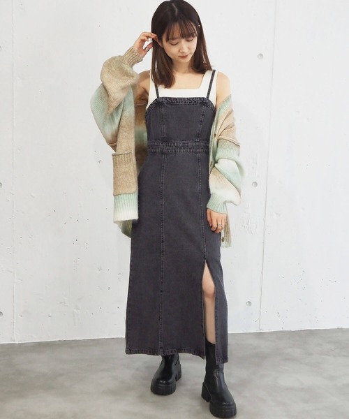 tiptop（ティップトップ）の「ナロージャンパースカート（ジャンパースカート・レディース・ブラック/ブラック系その他3/ブラック系その他2/ブラック系その他・FREE）」の4枚目の写真