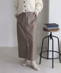 fredy emue | フェイクレザー フロントジップスカート(スカート)