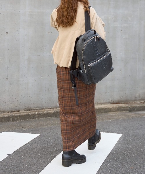 TRIANGLE PALETTE(トライアングルパレット)の「サイドベルトチェック柄Iラインスカート(スカート・レディース・ブラウン/ネイビー/ベージュ・FREE)」の16枚目の写真