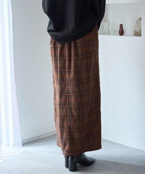 TRIANGLE PALETTE(トライアングルパレット)の「サイドベルトチェック柄Iラインスカート(スカート・レディース・ブラウン/ネイビー/ベージュ・FREE)」の7枚目の写真