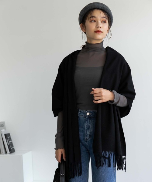 Edit Sheen(エディットシーン)の「カシミアタッチ大判ストール(ストール/ショール・レディース・ブラック/グレー/アイボリー・FREE)」の19枚目の写真