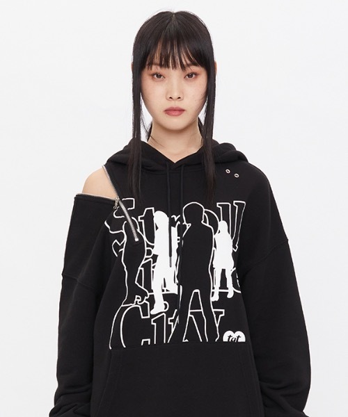 TARGETTO(ターゲット)の「【TARGETTO 】スリットジッパーフーディ / SLIT ZIPPER HOODIE(パーカー・レディース・チャコール/ブラック・FREE)」の2枚目の写真