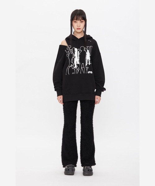 TARGETTO(ターゲット)の「【TARGETTO 】スリットジッパーフーディ / SLIT ZIPPER HOODIE(パーカー・レディース・チャコール/ブラック・FREE)」の5枚目の写真