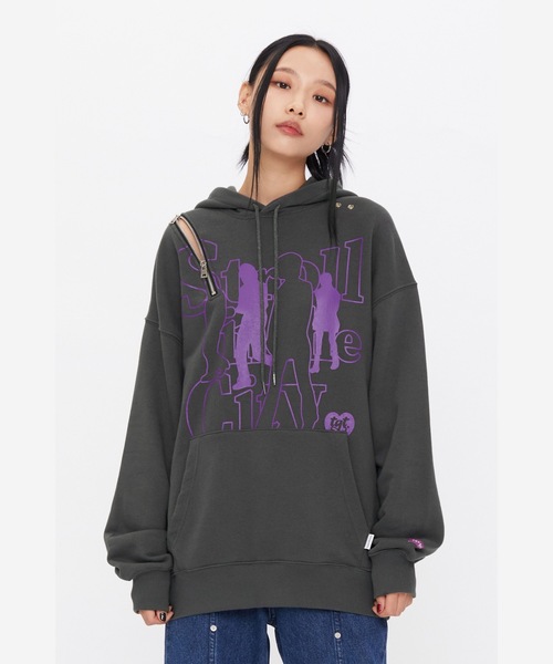 TARGETTO(ターゲット)の「【TARGETTO 】スリットジッパーフーディ / SLIT ZIPPER HOODIE(パーカー・レディース・チャコール/ブラック・FREE)」の17枚目の写真