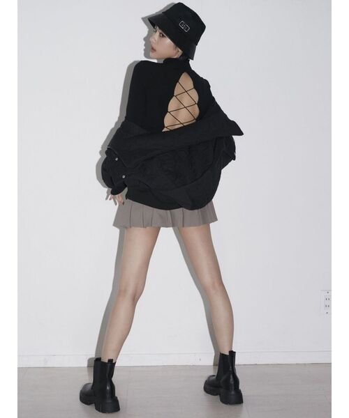 GYDA（ジェイダ）の「ウエスト2WAYプリーツ スカートライクショートパンツ（スカート・レディース・ブラック/ベージュ・FREE）」の5枚目の写真