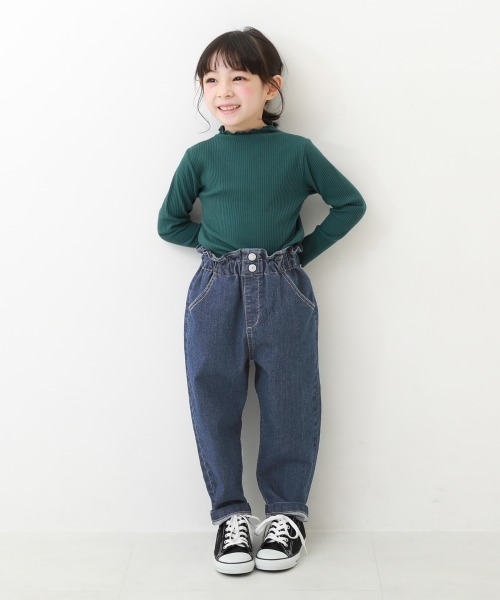 devirock（デビロック）の「楽デニム ハイウエスト テーパードパンツ（デニムパンツ・キッズ・サックスブルー/ネイビー・100cm/110cm/120cm/140cm/160cm/130cm/150cm）」の4枚目の写真