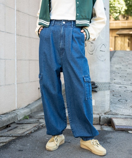 WEGO(ウィゴー)の「WEGO/デニムワイドカーゴパンツ(カーゴパンツ・レディース・ライトインディゴブルー/インディゴブルー・FREE)」の3枚目の写真