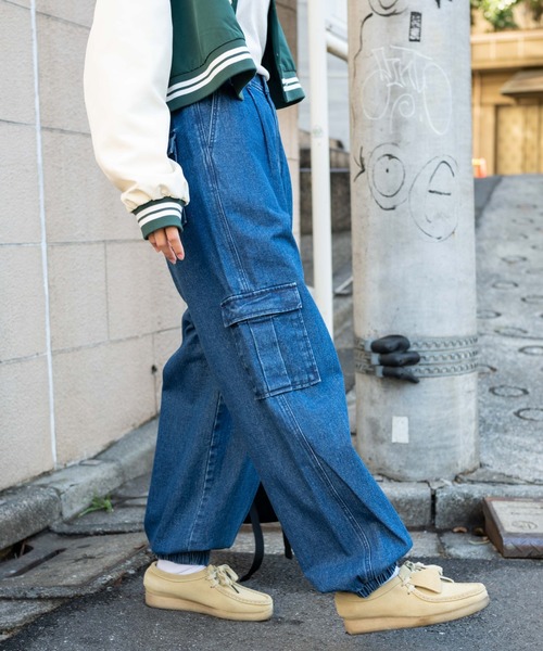 WEGO(ウィゴー)の「WEGO/デニムワイドカーゴパンツ(カーゴパンツ・レディース・ライトインディゴブルー/インディゴブルー・FREE)」の4枚目の写真