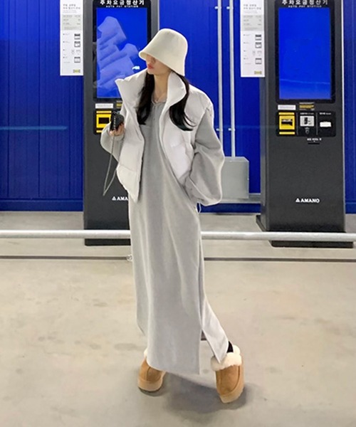 Jewelobe（ジュエローブ）の「ハーフジップビッグカラースウェットマキシワンピース（ワンピース・レディース・ベージュ/ネイビー/杢グレー・FREE）」の8枚目の写真