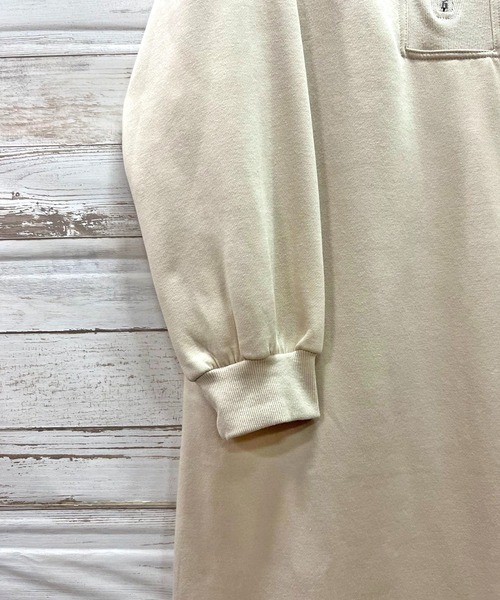 Jewelobe（ジュエローブ）の「ハーフジップビッグカラースウェットマキシワンピース（ワンピース・レディース・ベージュ/ネイビー/杢グレー・FREE）」の15枚目の写真