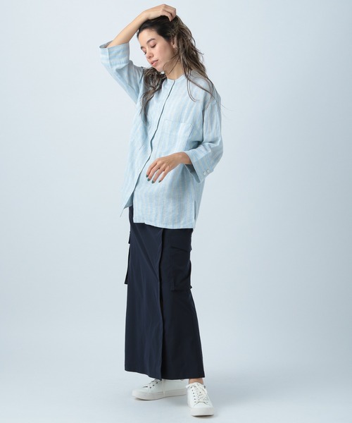 BAYFLOW(ベイフロー)の「リネンアソートパターンシャツ(シャツ/ブラウス・レディース・モカ/パープル/グリーン/ライム/ブルー・SMALL/MEDIUM)」の17枚目の写真