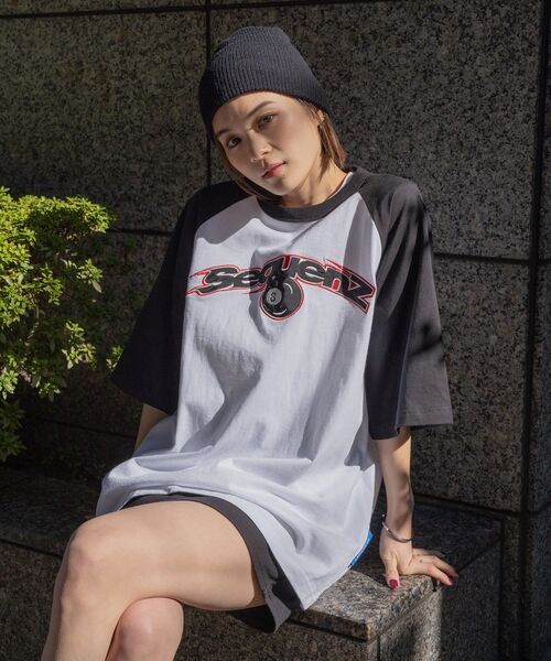 SEQUENZ（シークエンズ）の「【SEQUENZ】SPEED BALL RAGLAN S/S TEE / スピードボール ラグラン ツイルワッペン 半袖 TEE ブロークコア（Tシャツ/カットソー・メンズ・レモンイエロー/ホワイト/ブラック/バーガンディー・MEDIUM/LARGE/X-LARGE）」の6枚目の写真