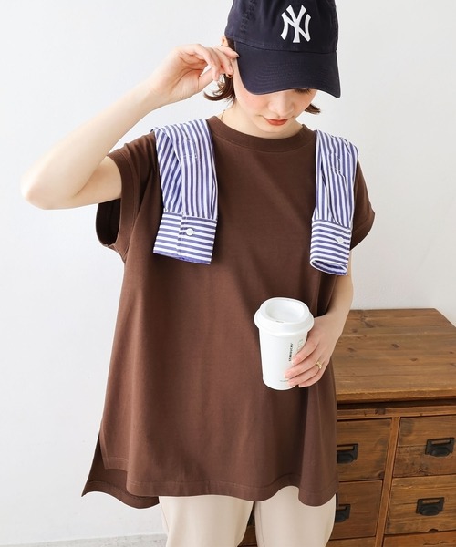 USAコットン汗染み防止加工フレンチスリーブTシャツ