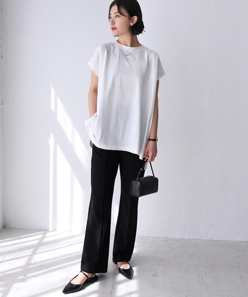 USAコットン汗染み防止加工フレンチスリーブTシャツ