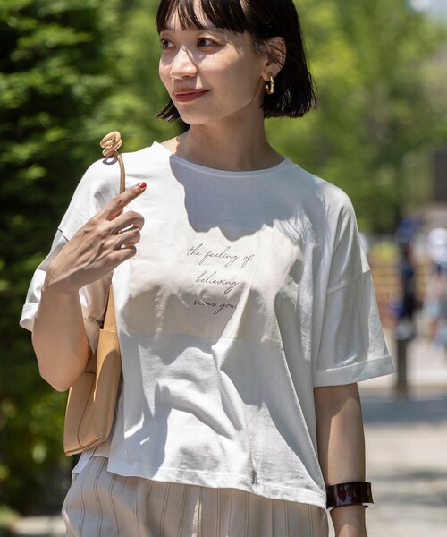 BEAMS HEART（ビームスハート）の「BEAMS HEART / BOXロゴ Tシャツ（Tシャツ/カットソー・レディース・オフホワイト/クリアブラック/ライトパープル・FREE）」の13枚目の写真