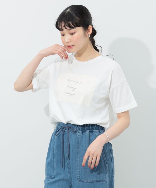 BEAMS HEART（ビームスハート）の「BEAMS HEART / BOXロゴ Tシャツ（Tシャツ/カットソー・レディース・オフホワイト/クリアブラック/ライトパープル・FREE）」の11枚目の写真