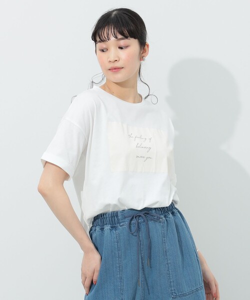 BEAMS HEART（ビームスハート）の「BEAMS HEART / BOXロゴ Tシャツ（Tシャツ/カットソー・レディース・オフホワイト/クリアブラック/ライトパープル・FREE）」の7枚目の写真
