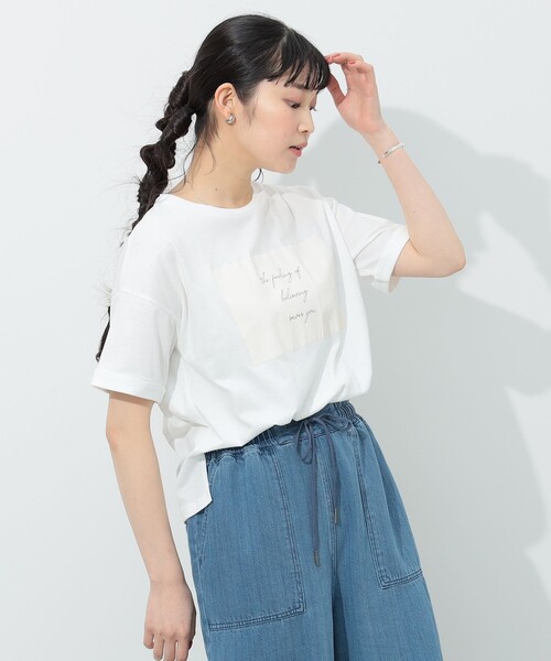 BEAMS HEART（ビームスハート）の「BEAMS HEART / BOXロゴ Tシャツ（Tシャツ/カットソー・レディース・オフホワイト/クリアブラック/ライトパープル・FREE）」の14枚目の写真