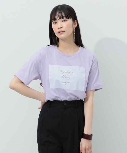 BEAMS HEART（ビームスハート）の「BEAMS HEART / BOXロゴ Tシャツ（Tシャツ/カットソー・レディース・オフホワイト/クリアブラック/ライトパープル・FREE）」の4枚目の写真
