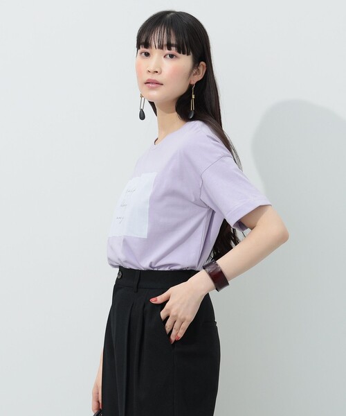 BEAMS HEART（ビームスハート）の「BEAMS HEART / BOXロゴ Tシャツ（Tシャツ/カットソー・レディース・オフホワイト/クリアブラック/ライトパープル・FREE）」の9枚目の写真