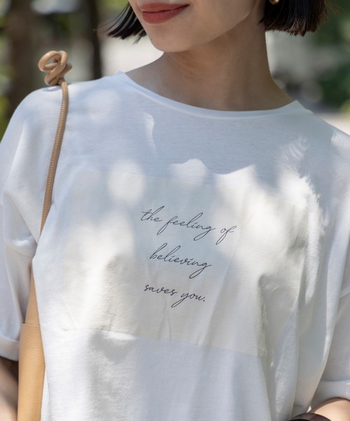 BEAMS HEART（ビームスハート）の「BEAMS HEART / BOXロゴ Tシャツ（Tシャツ/カットソー・レディース・オフホワイト/クリアブラック/ライトパープル・FREE）」の2枚目の写真