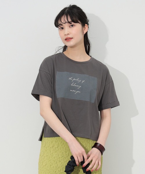 BEAMS HEART（ビームスハート）の「BEAMS HEART / BOXロゴ Tシャツ（Tシャツ/カットソー・レディース・オフホワイト/クリアブラック/ライトパープル・FREE）」の3枚目の写真