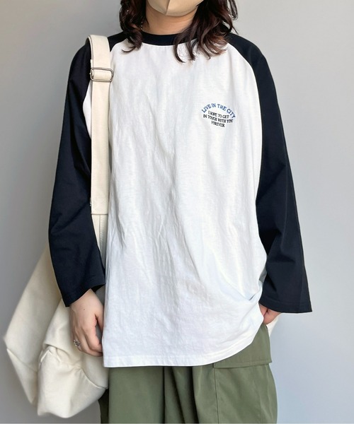 CPCM(シーピーシーエム)の「ラグラン1ポイント刺繍T(Tシャツ/カットソー・レディース・ブラック/ホワイト・LARGE/MEDIUM)」の5枚目の写真
