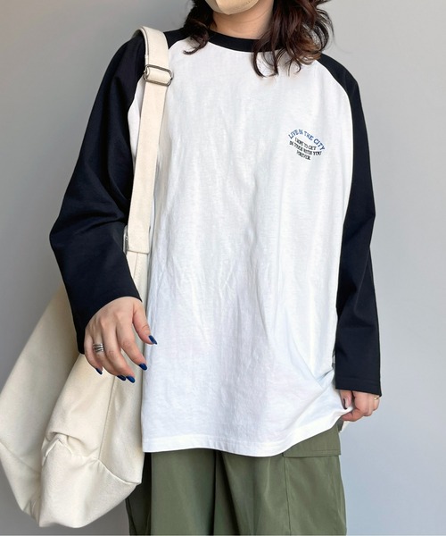 CPCM(シーピーシーエム)の「ラグラン1ポイント刺繍T(Tシャツ/カットソー・レディース・ブラック/ホワイト・LARGE/MEDIUM)」の12枚目の写真