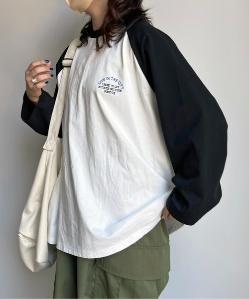 CPCM(シーピーシーエム)の「ラグラン1ポイント刺繍T(Tシャツ/カットソー・レディース・ブラック/ホワイト・LARGE/MEDIUM)」の3枚目の写真