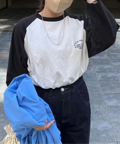 CPCM(シーピーシーエム)の「ラグラン1ポイント刺繍T(Tシャツ/カットソー・レディース・ブラック/ホワイト・LARGE/MEDIUM)」の7枚目の写真