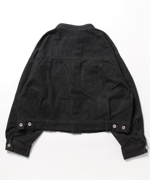 natural couture（ナチュラルクチュール）の「バンドカラーレギュラーＧジャン（デニムジャケット・レディース・インディゴブルー/アイボリー/ブラック・FREE）」の4枚目の写真