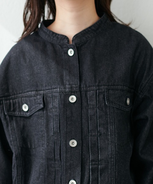 natural couture（ナチュラルクチュール）の「バンドカラーレギュラーＧジャン（デニムジャケット・レディース・インディゴブルー/アイボリー/ブラック・FREE）」の20枚目の写真