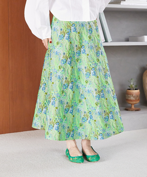 【ヴェルメイユパーイエナ】スカート　マキシ丈　花柄　フラワー　フレア　38 ヴェルメイユパーイエナ】スカート マキシ丈 花柄 フラワー