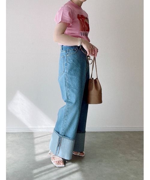 Yucca(ユッカ)の「Weekend プリントTシャツ (MEKKE 低身長向け)(Tシャツ/カットソー・レディース・ピンク/ホワイト/エメラルド・FREE)」の6枚目の写真