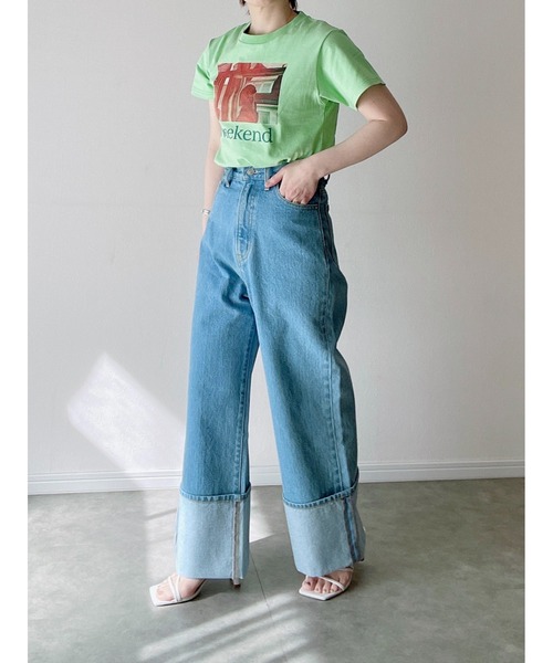 Yucca(ユッカ)の「Weekend プリントTシャツ (MEKKE 低身長向け)(Tシャツ/カットソー・レディース・ピンク/ホワイト/エメラルド・FREE)」の8枚目の写真