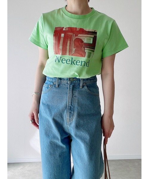 Yucca(ユッカ)の「Weekend プリントTシャツ (MEKKE 低身長向け)(Tシャツ/カットソー・レディース・ピンク/ホワイト/エメラルド・FREE)」の9枚目の写真
