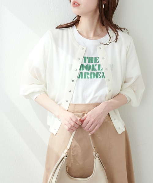 natural couture(ナチュラルクチュール)の「新色追加 / ドット釦シアーカーディガン(カーディガン/ボレロ・レディース・オフホワイト/ラベンダー/ミント/ブルー/ブラック・FREE)」の9枚目の写真
