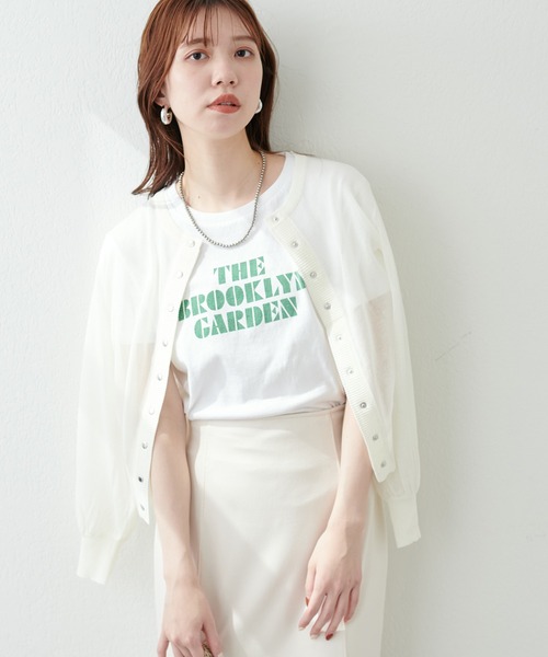 natural couture(ナチュラルクチュール)の「新色追加 / ドット釦シアーカーディガン(カーディガン/ボレロ・レディース・オフホワイト/ラベンダー/ミント/ブルー/ブラック・FREE)」の6枚目の写真