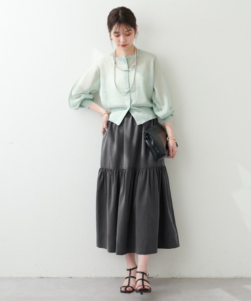 natural couture(ナチュラルクチュール)の「新色追加 / ドット釦シアーカーディガン(カーディガン/ボレロ・レディース・オフホワイト/ラベンダー/ミント/ブルー/ブラック・FREE)」の21枚目の写真