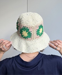 花刺繍クロシェバケットハット