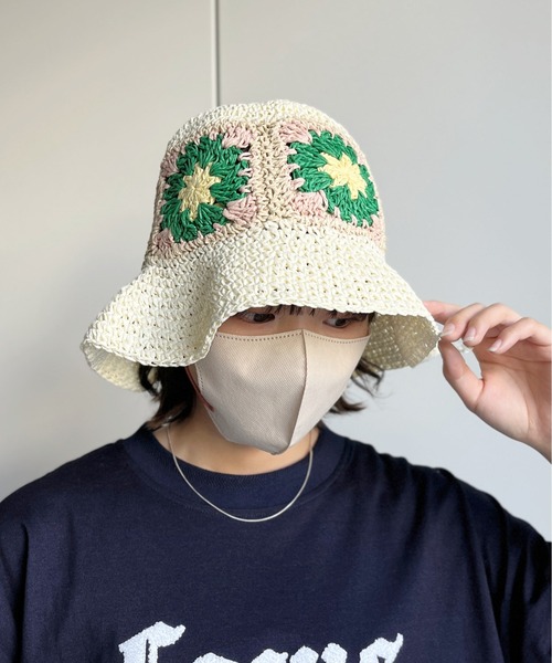 CPCM（シーピーシーエム）の「花刺繍クロシェバケットハット（ハット・レディース・アイボリー/ベージュ・FREE）」の4枚目の写真