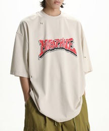 オーバーサイズ ダメージ加工 かすれロゴプリントTシャツ DT5002【MASONPRINCE】